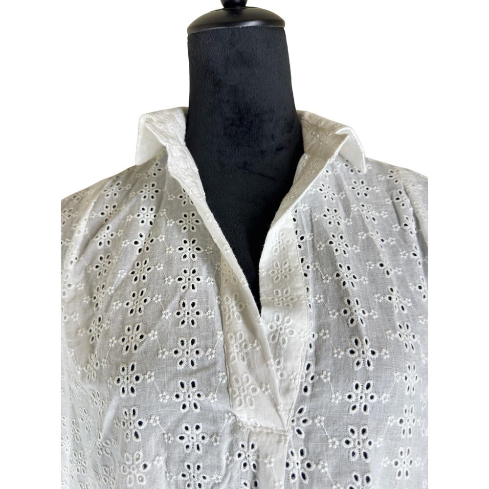 French Connection Summer White Eyelet Short Sleeved Oversized Tunic Top Sz 2 NWT - Picture 3 of 13